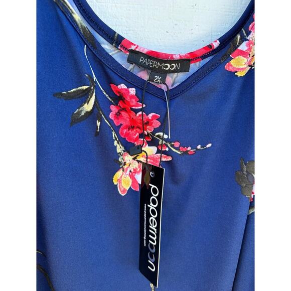 NWT Papermoon Strappy Sleeveless Top, Blue Floral, Size 2X / XXL - Picture 5 of 7
